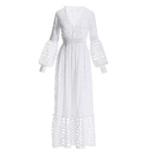 Boston Proper Mixed Media White Lace Dress - Size Medium